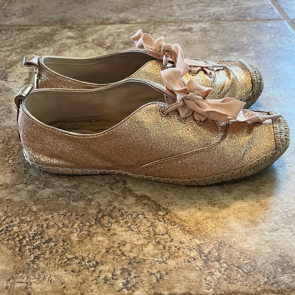 Coach Rose Gold Sparkle Espadrilles 7.5